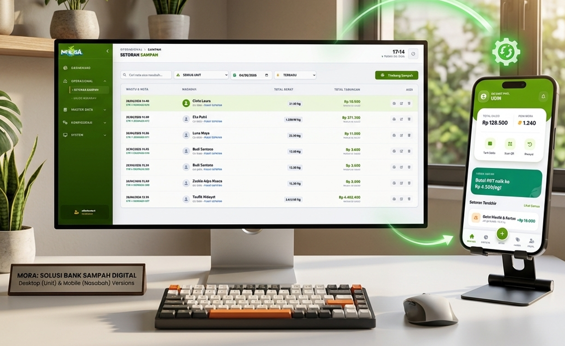 MORA Desktop (Unit) & Mobile (Nasabah) App Preview
